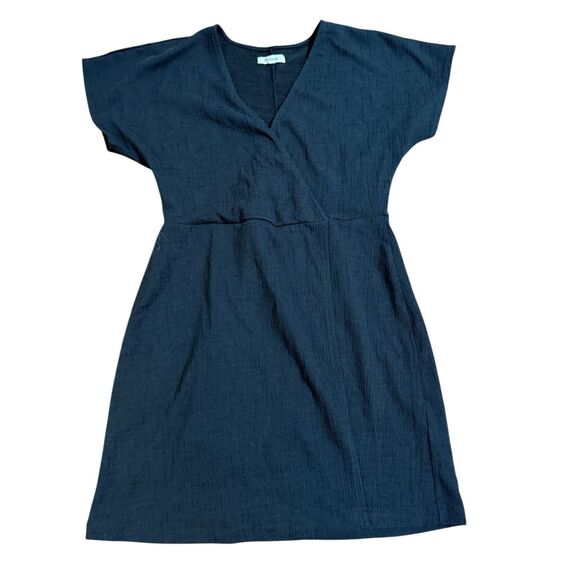 Madewell Cross-Front Flutter-Sleeve Mini Dress in Dark Nightfall Sz  M - Picture 6 of 11